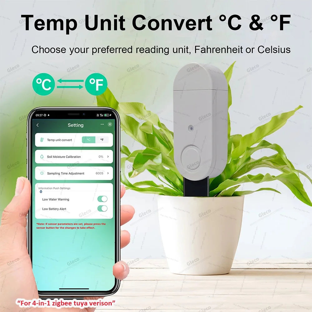 Zigbee Soil Moisture Sensor Meter Temperature Humidity Fertility Light Tester For Tuya Smart Life Z2M Home Assistant Automation