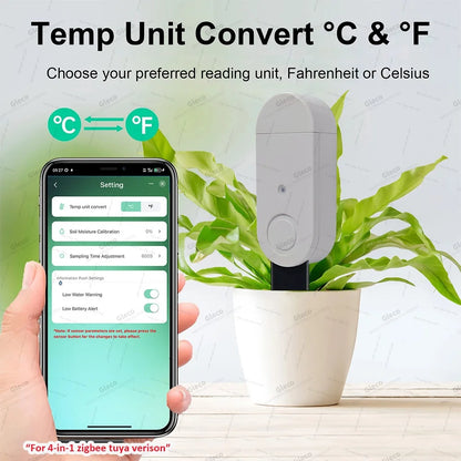 Zigbee Soil Moisture Sensor Meter Temperature Humidity Fertility Light Tester For Tuya Smart Life Z2M Home Assistant Automation