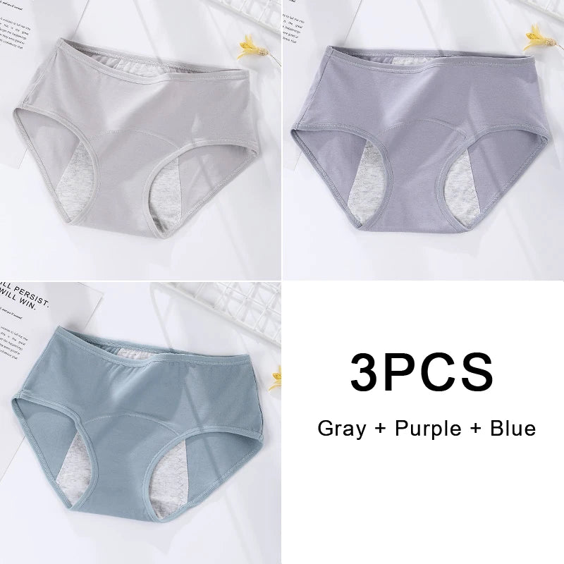 3PCS/set Women's menstrual briefs large flow postpartum water absorption leakproof briefs women's pure cotton menstrual briefs