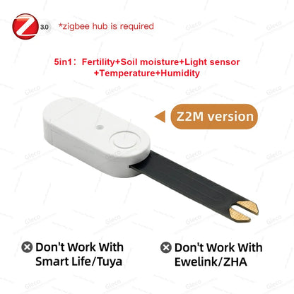 Zigbee Soil Moisture Sensor Meter Temperature Humidity Fertility Light Tester For Tuya Smart Life Z2M Home Assistant Automation