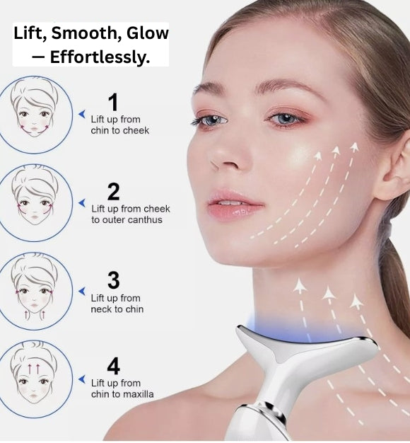7 Color EMS Neck Beauty Device Face Lifting Massager Double Chin Remover Anti Wrinkle LED Photon Skin Tightening Facial Massager