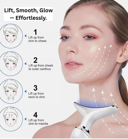 7 Color EMS Neck Beauty Device Face Lifting Massager Double Chin Remover Anti Wrinkle LED Photon Skin Tightening Facial Massager