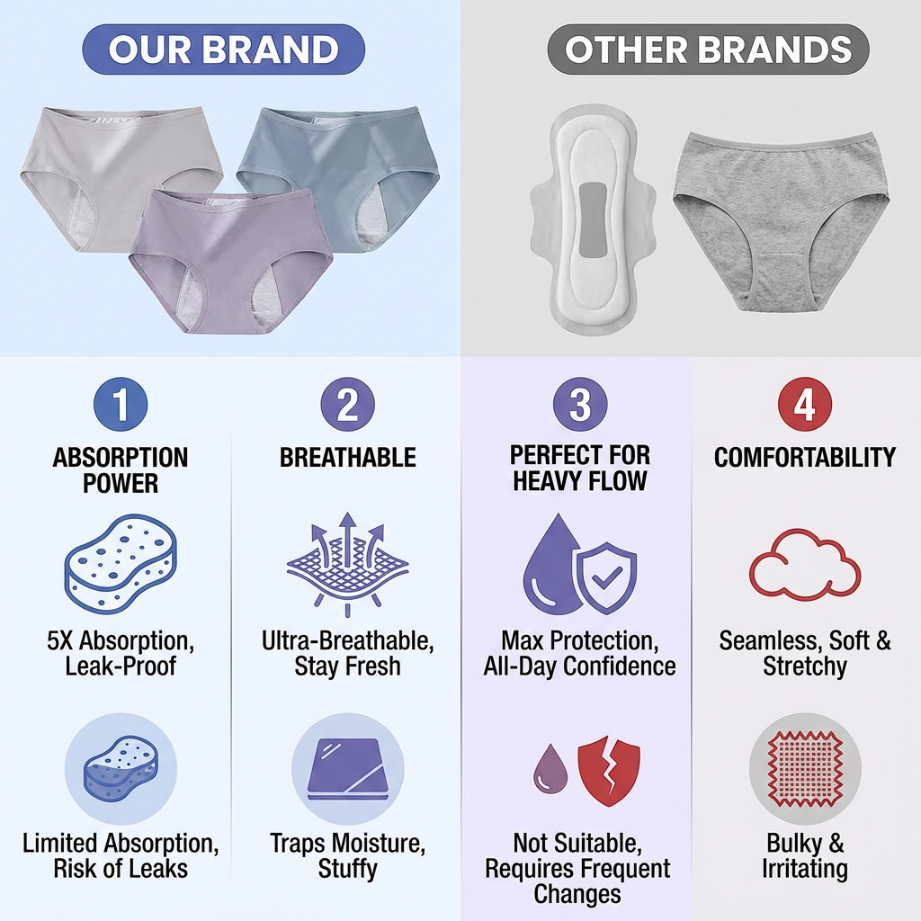 3PCS/set Women's menstrual briefs large flow postpartum water absorption leakproof briefs women's pure cotton menstrual briefs